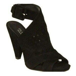 Franco Sarto Thirst Black Suede Slingback Sandals Women’s 6 Y2K 2000s Retro